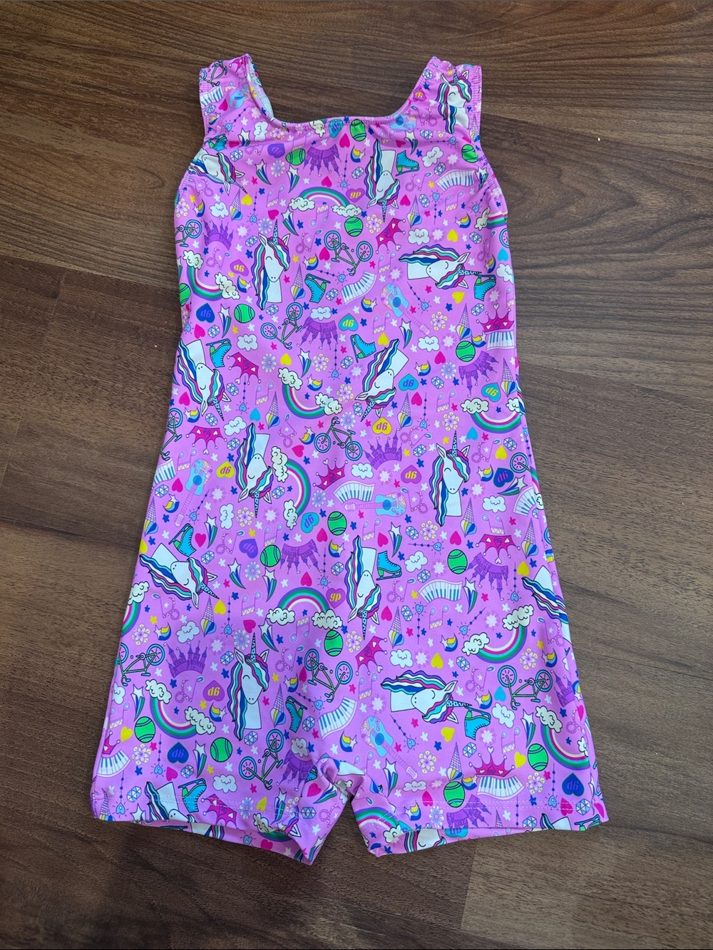 Girls' Pink Unicorn Biketard Romper